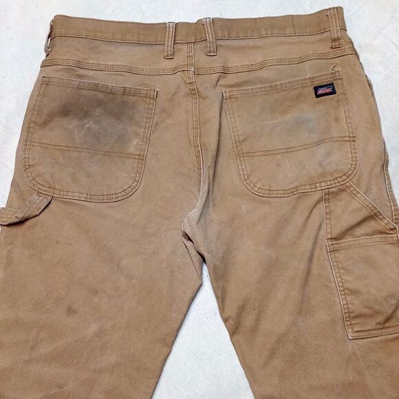 Dickies Distressed Thrashed Grunge Tan Carpenter Work Wear Pants - Mens 36x32 - Picture 7 of 11